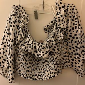 Black and white off the shoulder crop top
